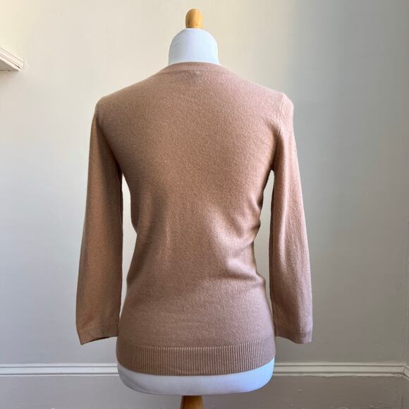 Talbots Tan 100% Cashmere 3/4 Sleeve Crewneck Audrey Sweater XS - Picture 4 of 7